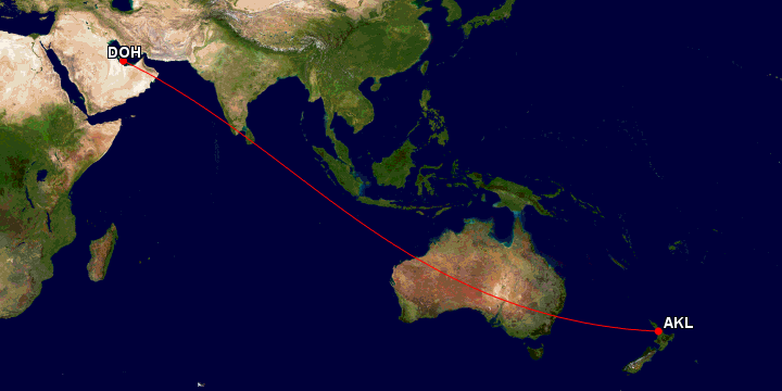 a map of the world with a red line