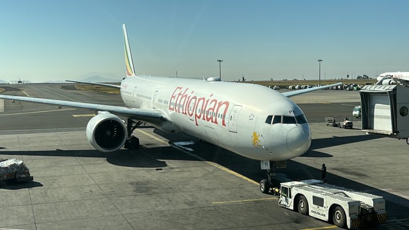 a large airplane on a runway