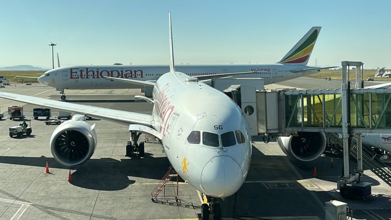 a plane parked at an airport