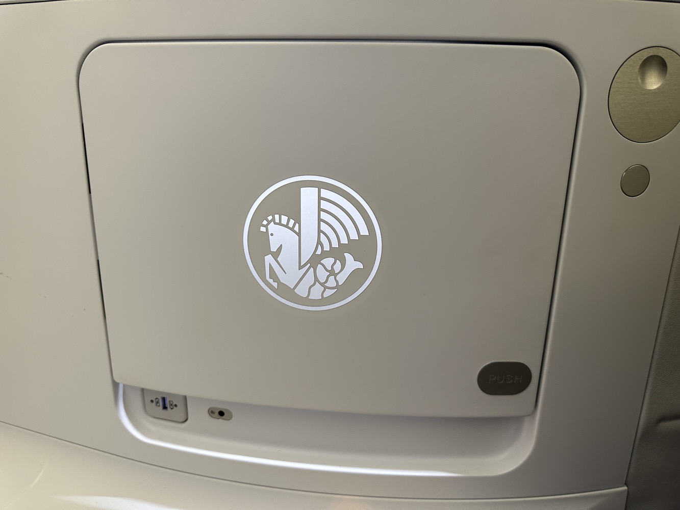 a logo on a white object