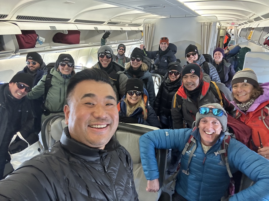 a group of people on a plane