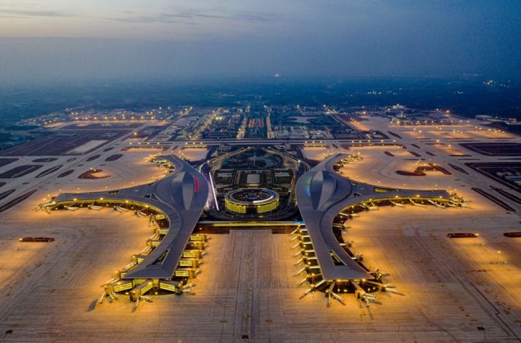 an aerial view of an airport