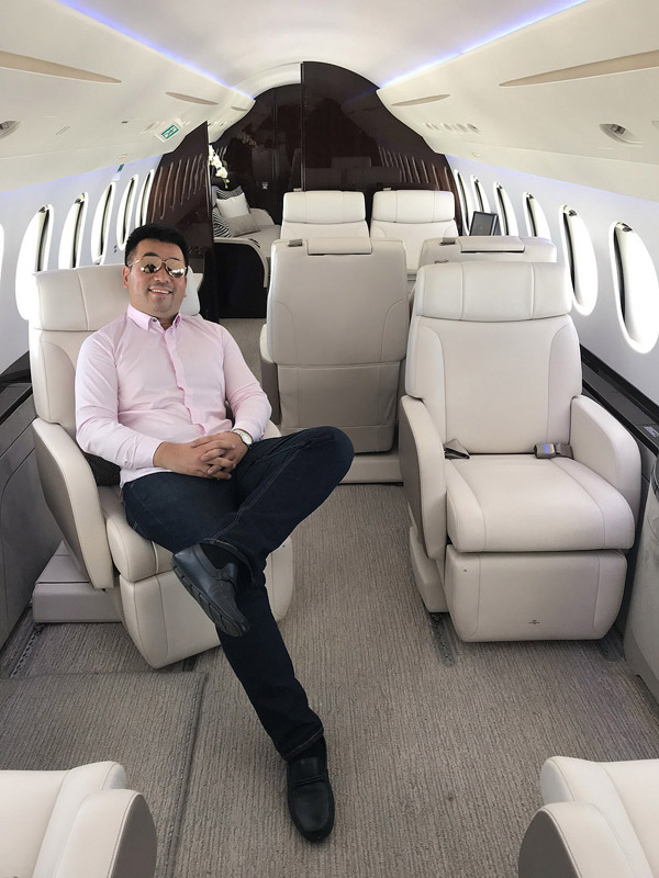 a man sitting in a plane