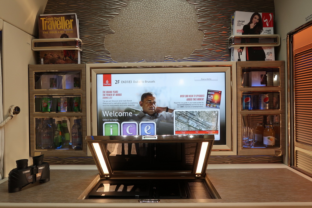 a tv on a counter