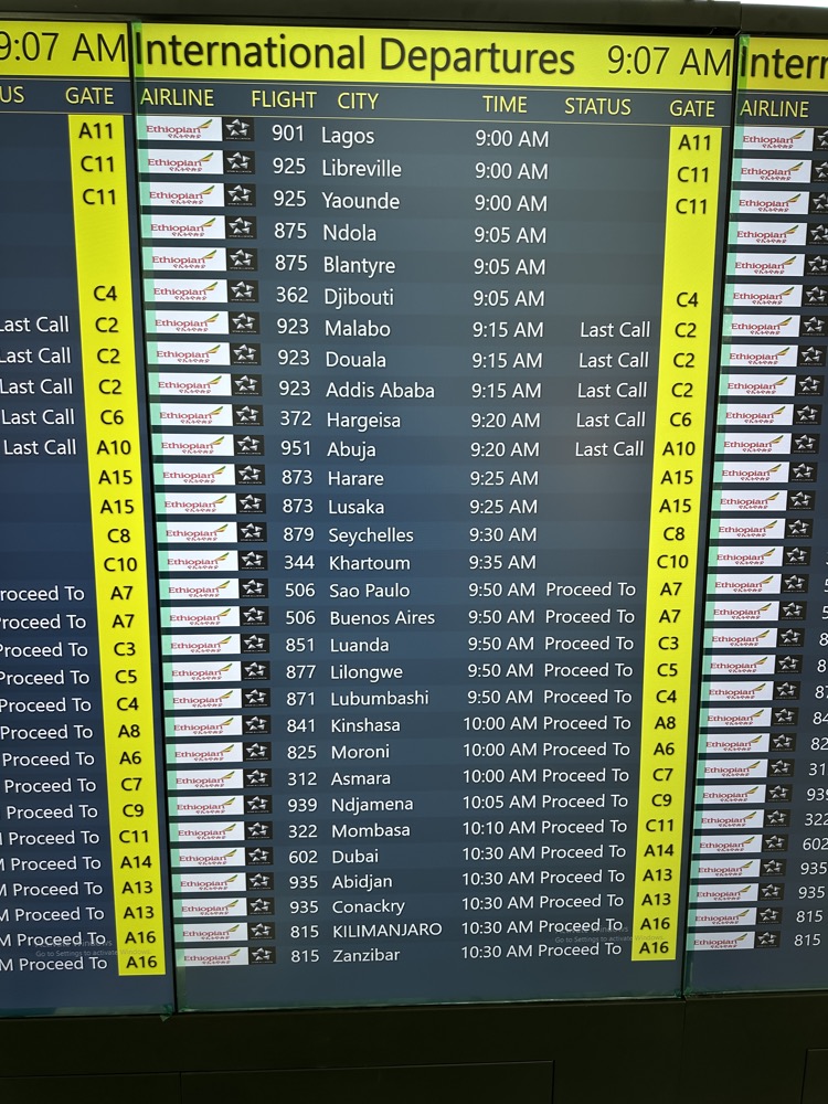 a screen with a number of flights