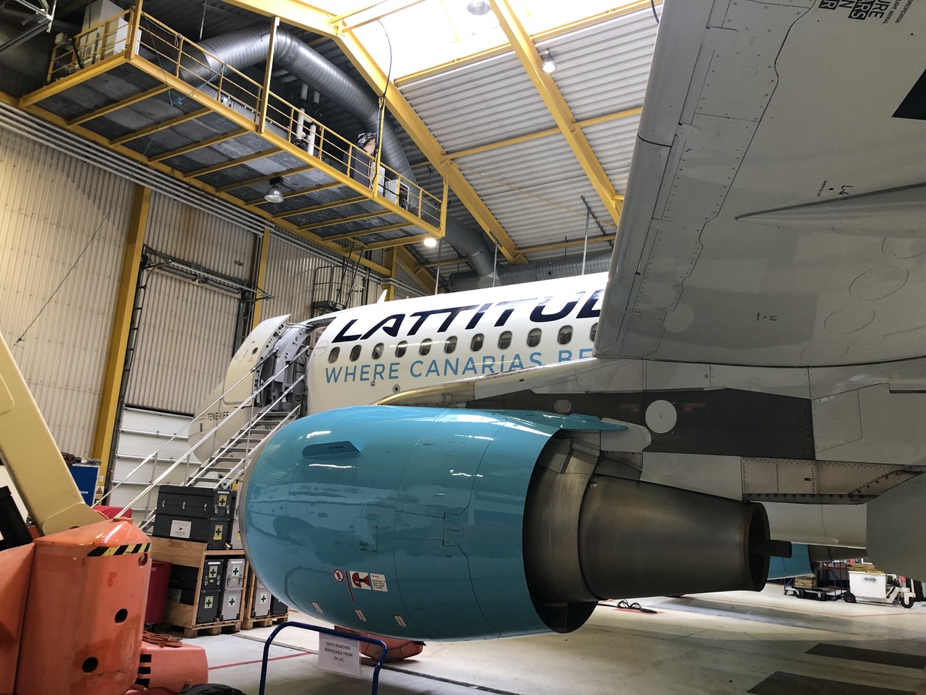 an airplane in a hangar