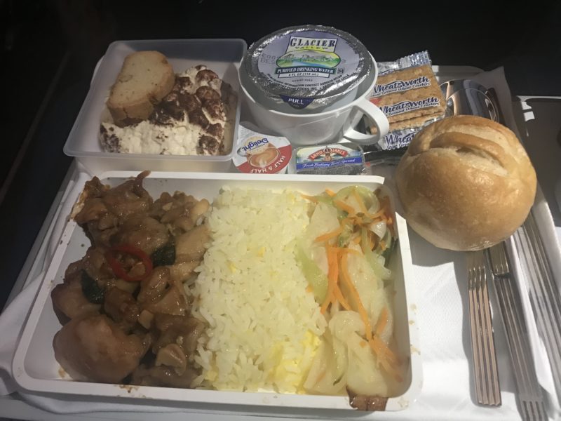 a tray of food on a table