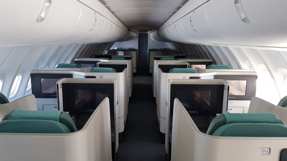 an airplane with rows of seats