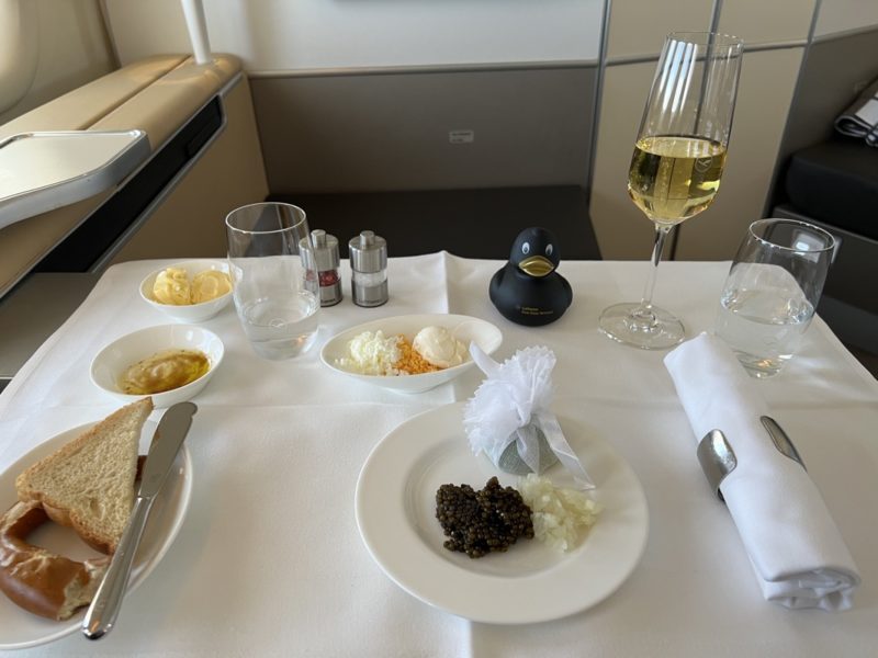 Lufthansa First Class caviar