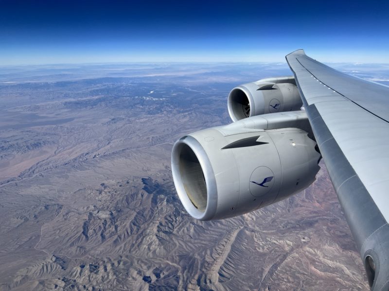 an airplane wing with two engines