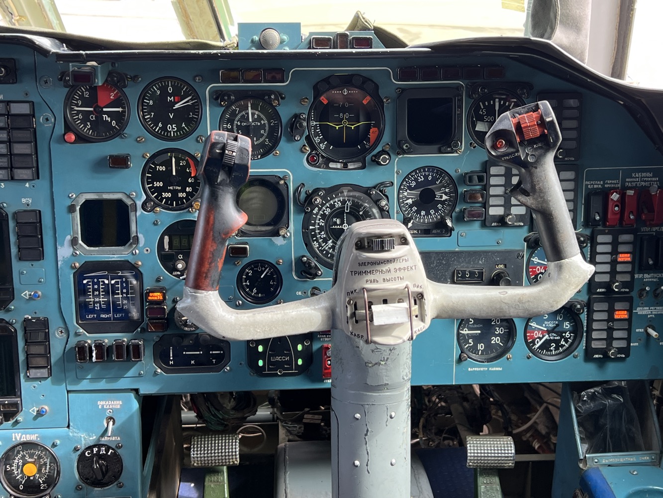 the cockpit of a plane