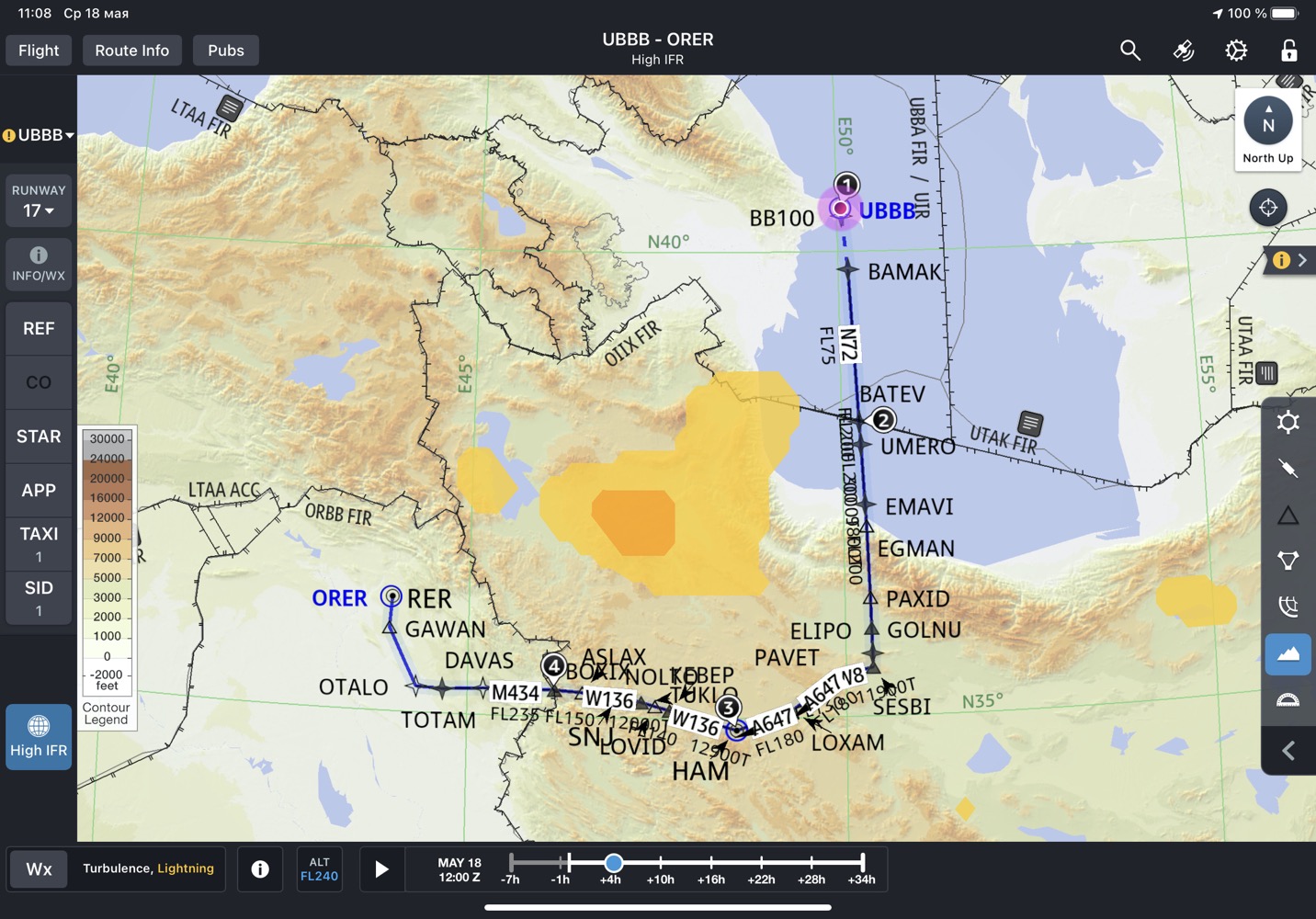 a map of a flight route