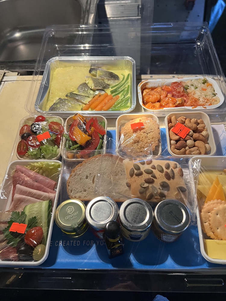 a trays of food on a table