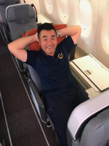 a man sitting in an airplane