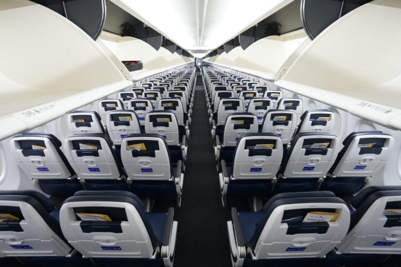 a row of seats in an airplane