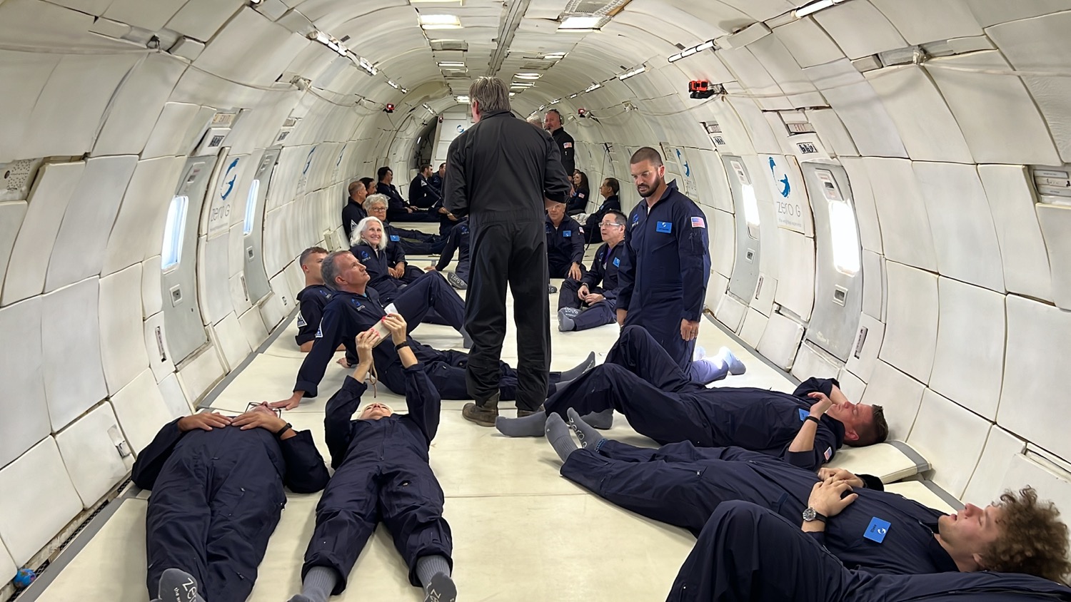 a group of people in a plane